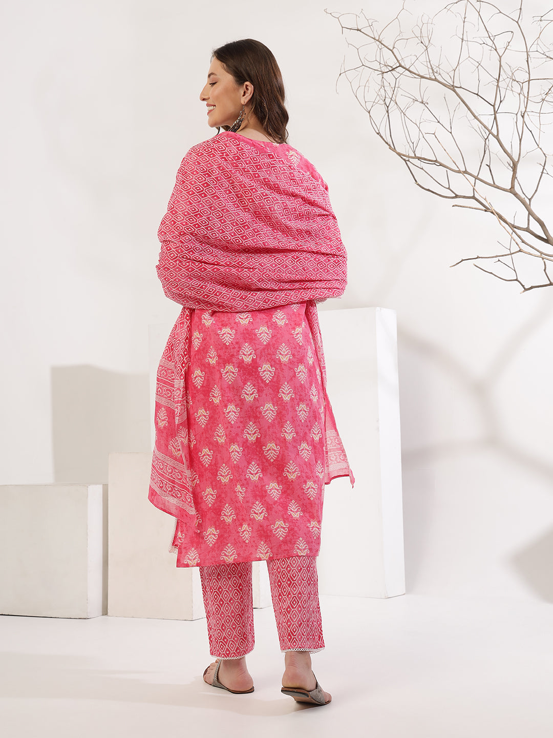 Pink Jugni Printed Suit Set